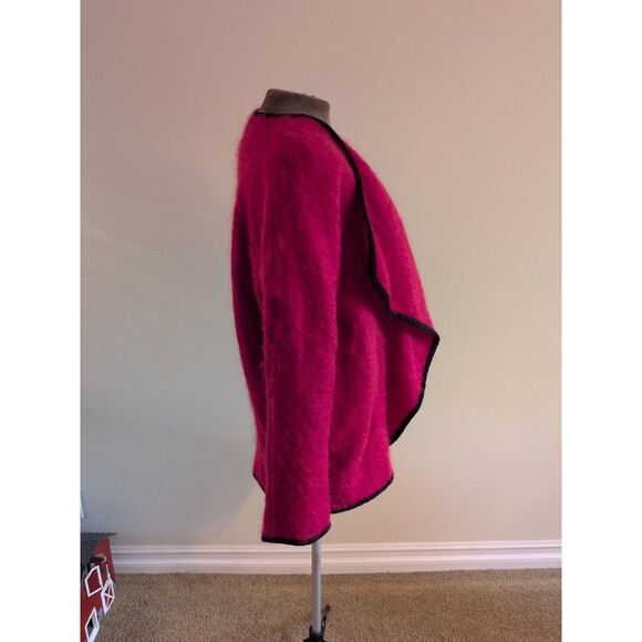 Tony Lambert VTG Wool Cocoon Coat Size 12 Womens BerryRed Open Shawl Collar Warm - Picture 3 of 12
